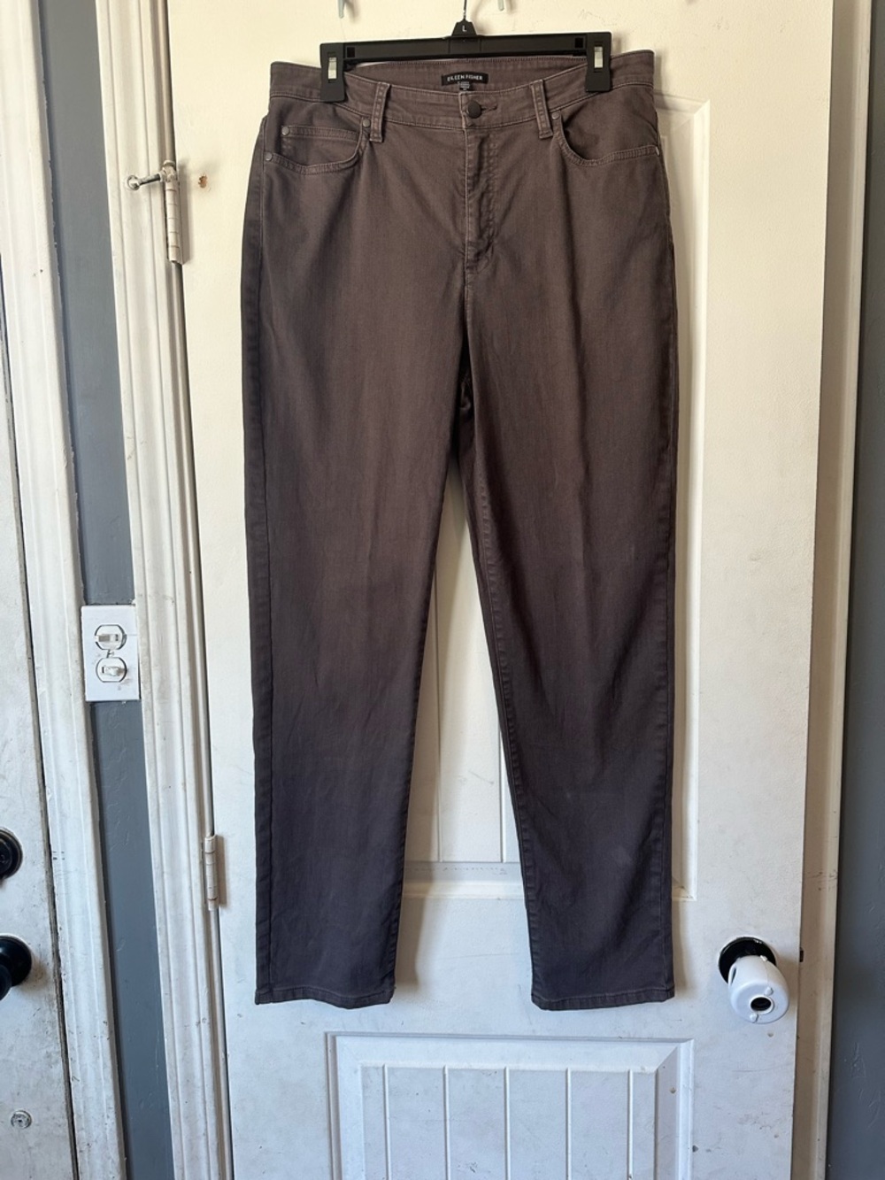 Eileen Fisher Organic Cotton Stretch Slim Straight Jeans - 10